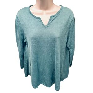 Mansted Venus Hemp Linen Tunic Sweater Mint Green Sz M V Neck